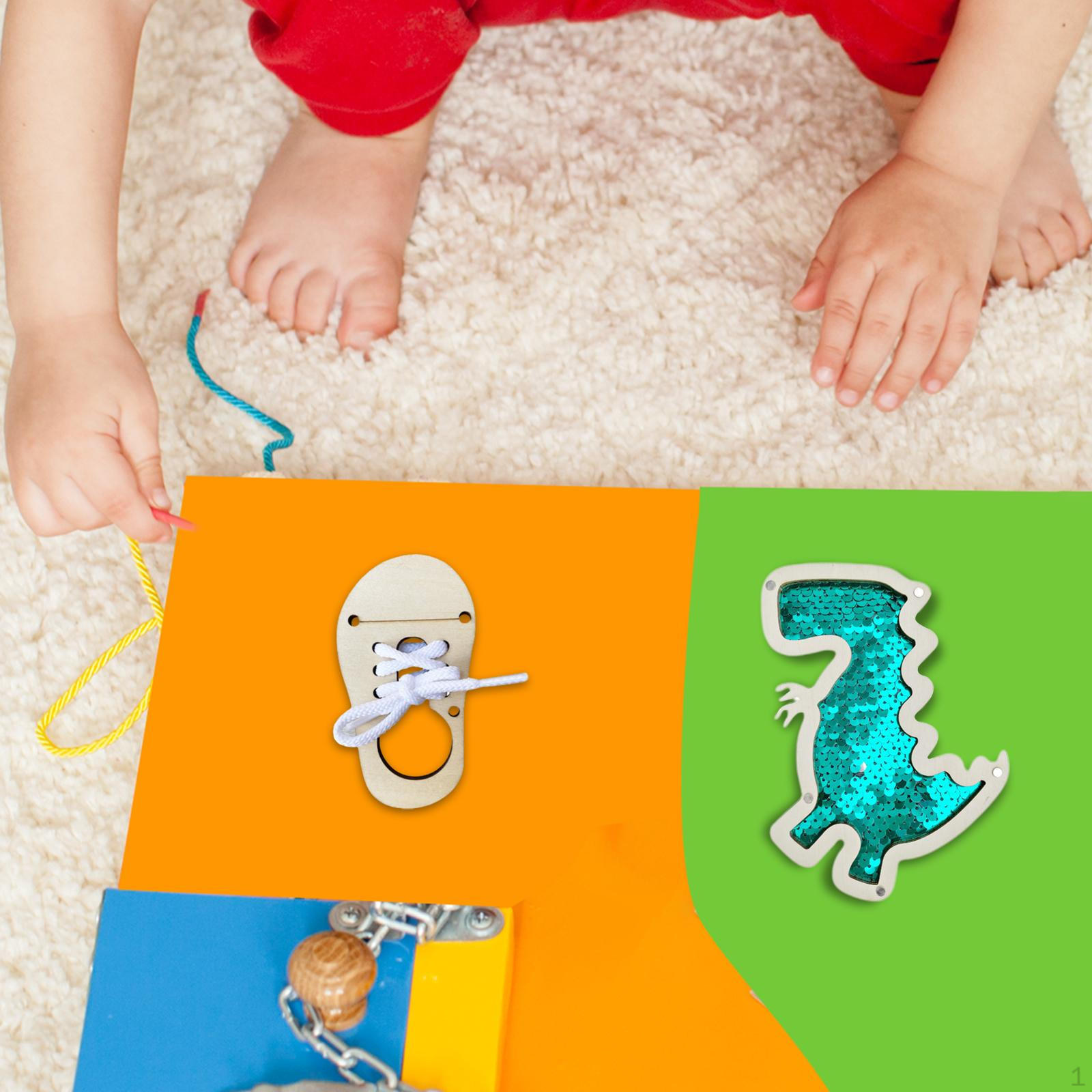 

2 Pieces Baby Busy Board Toddlers Learning Cognitive Basic Motor Skills for Boys Girls зелений