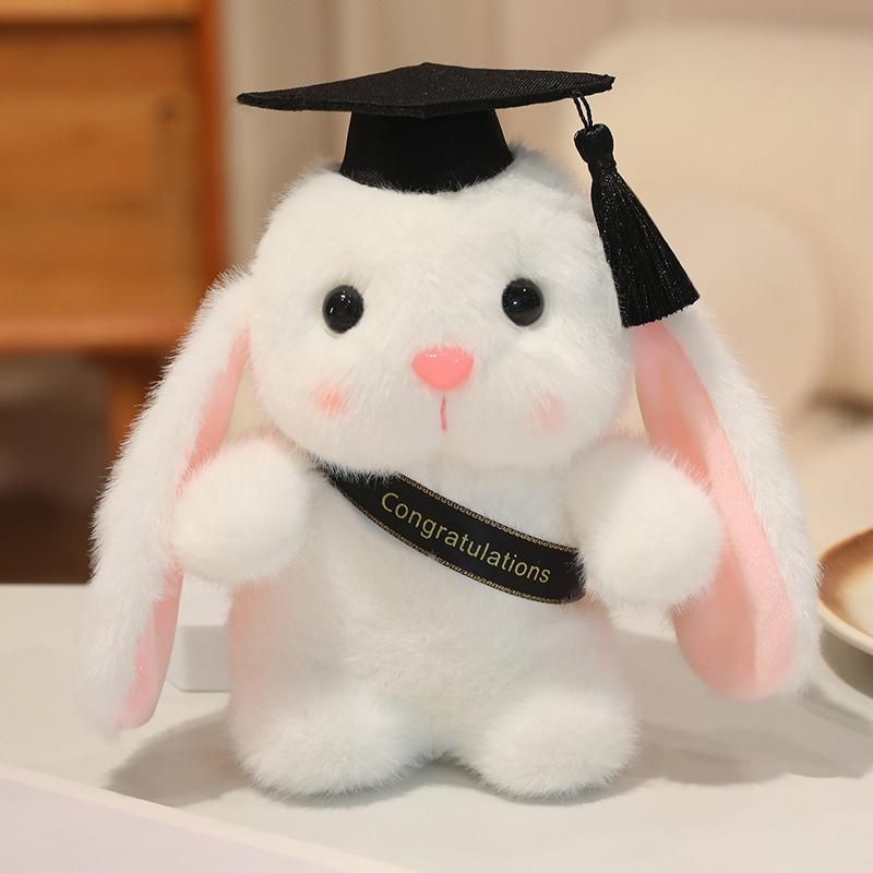 18cm Lop Konijn Dokter Bachelor Pluche Speelgoed Afstuderen Wit Bruin Cartoon Dier Gevuld Mascotte Souvenir Klasgenoot Cadeau 18cm