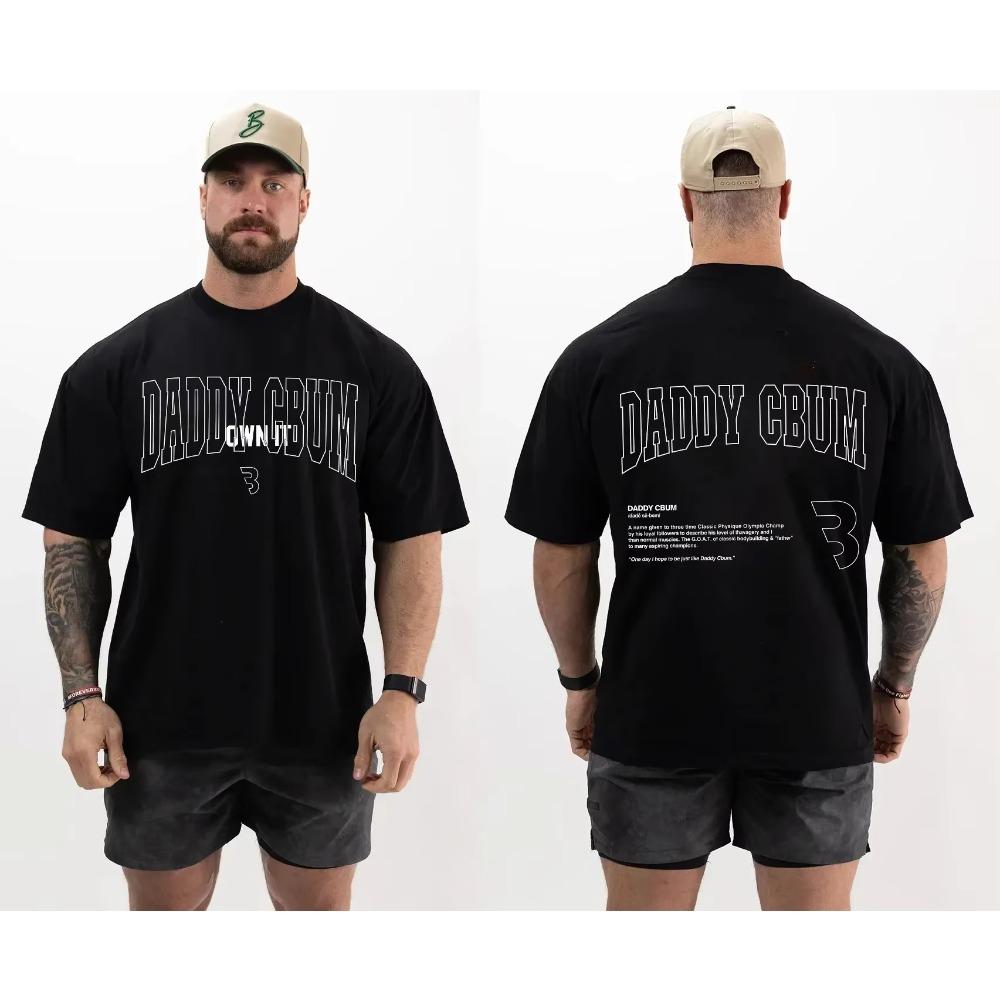 Letní móda Gym Retro Pánská anglická písmena 100% bavlna Potištěná kulatým výstřihem Vysoce kvalitní neformální černé tričko Street