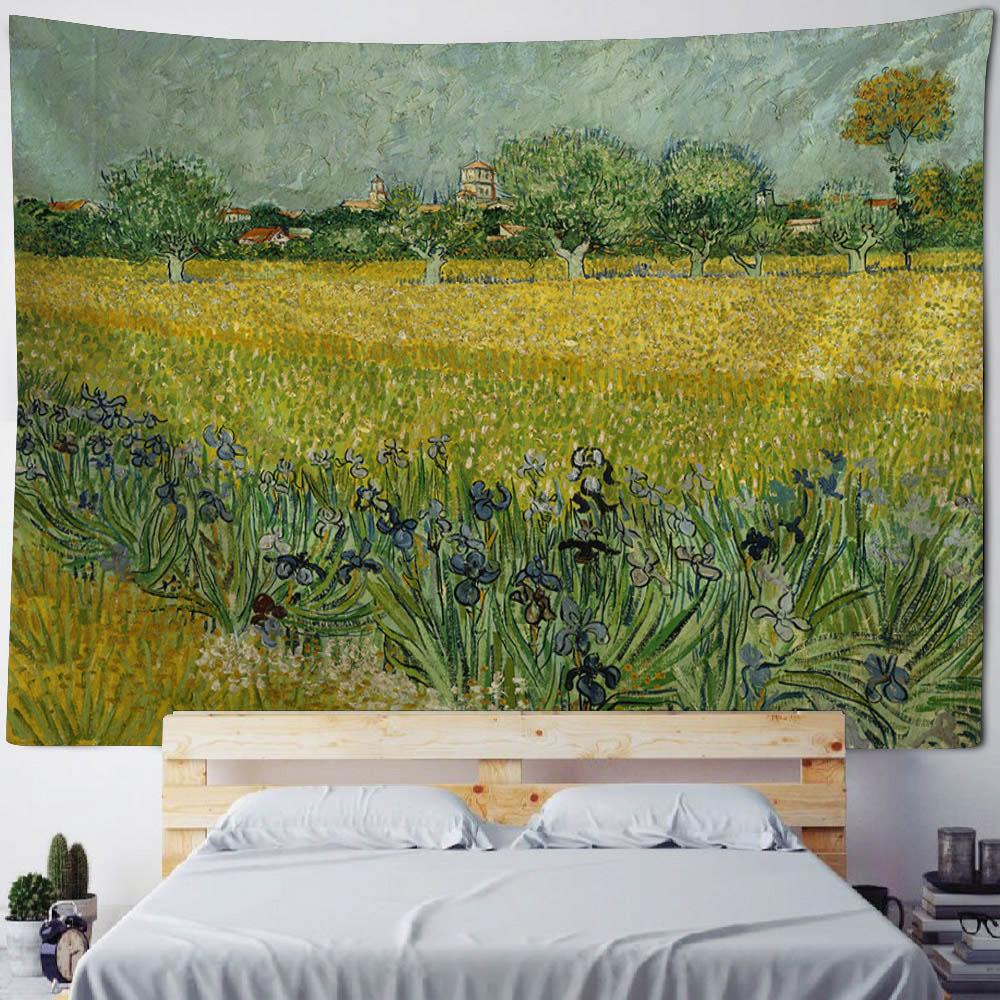Vintage Tapestry, Art Poster, Lotus Wall Hanging, Van Gogh Oil Painting, Aesthetic Tapestry, Living Room And Bedroom Decoration