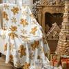 Christmas Gingerbread Throw Blanket: Ultra Soft White Flannel Plush Gingerbread Man Bed Blanket, Lightweight Cozy Christmas