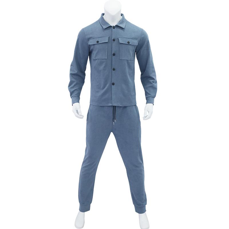 Men's Plus Size Suede Jacket & Pants 2-Piece Set - Spring/Autumn