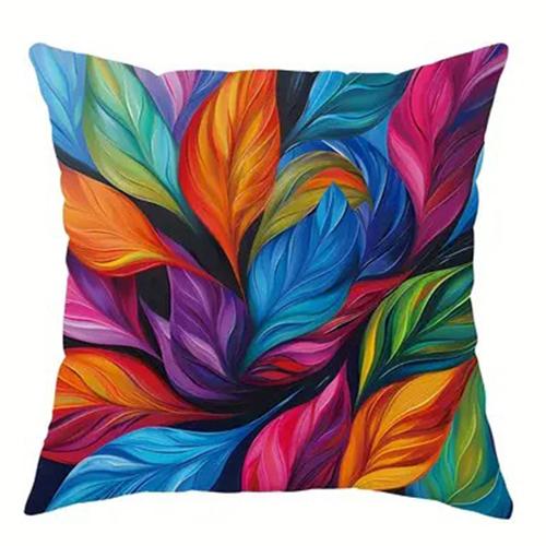 Colorful leaf decorative pillowcase, ultra-soft polyester material living room sofa backrest car pillowcase home decoration