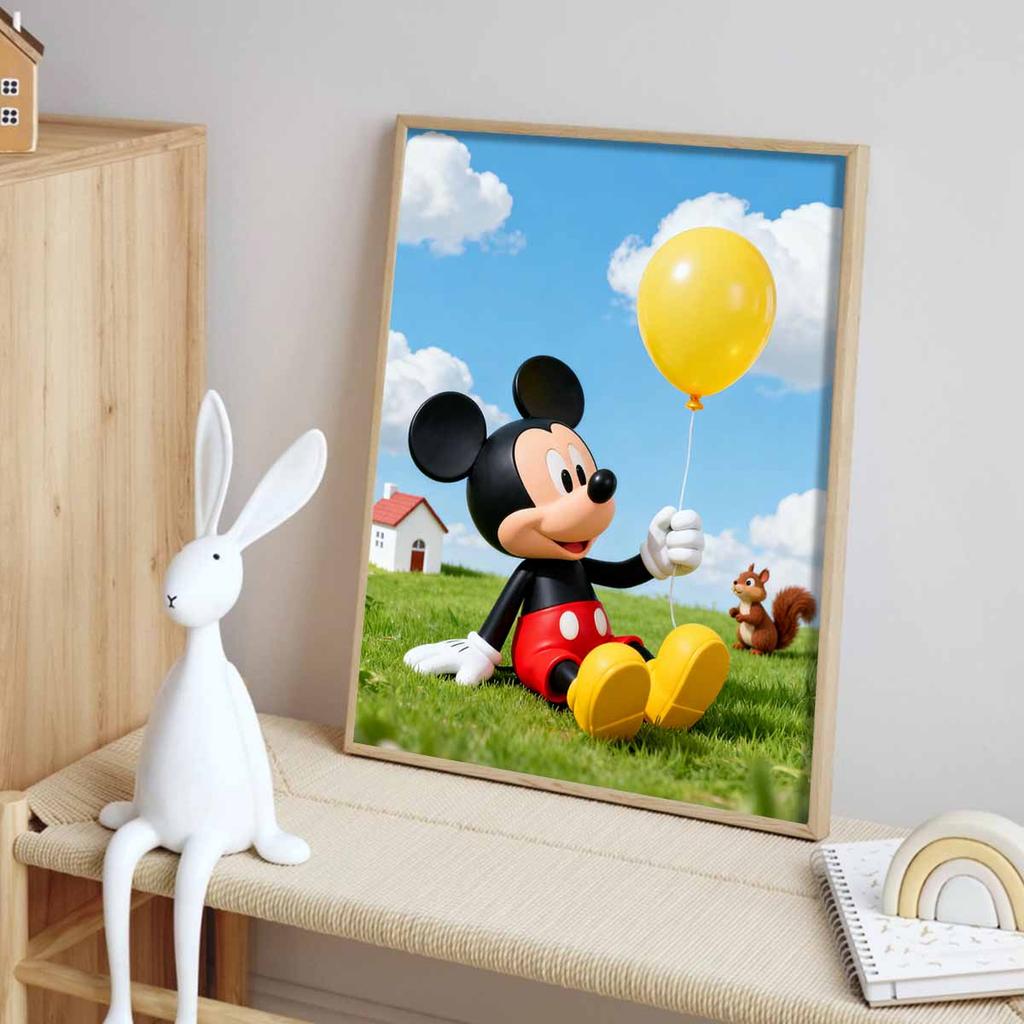 Disney Mickey Mouse with Balloon Diamond Art Painting Kit 5D Handmade DIY Diamond Painting, Home Wall Decoration