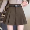 Woolen High-Waisted Wide-Leg Women's Shorts - A-Line Autumn/Winter 2026 Casual Bootcut