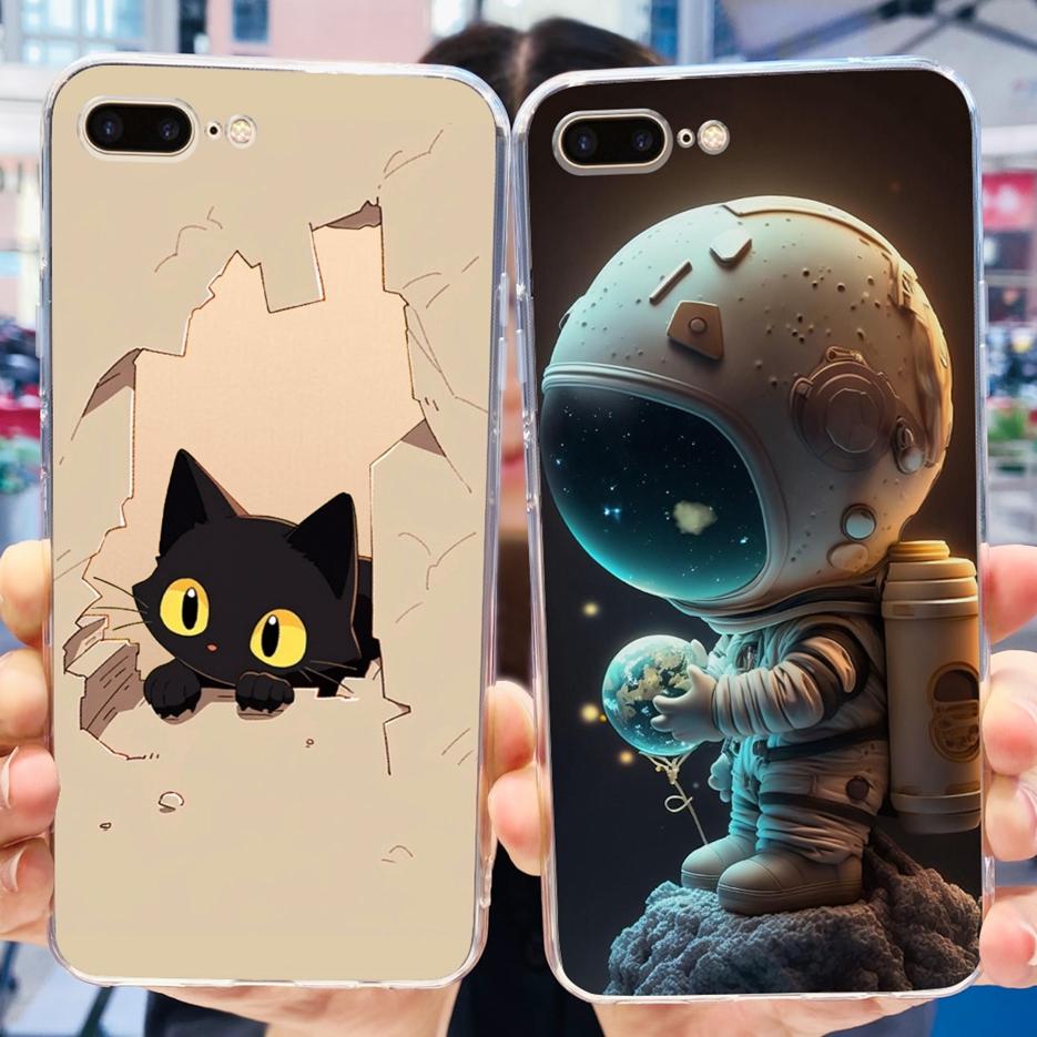 For IPhone 7 Plus Case iPhone8 Plus Fashion Painted Cover Clear Silicone Phone Case For iPhone 8 iPhone7 Plus Soft Fundas Bumper