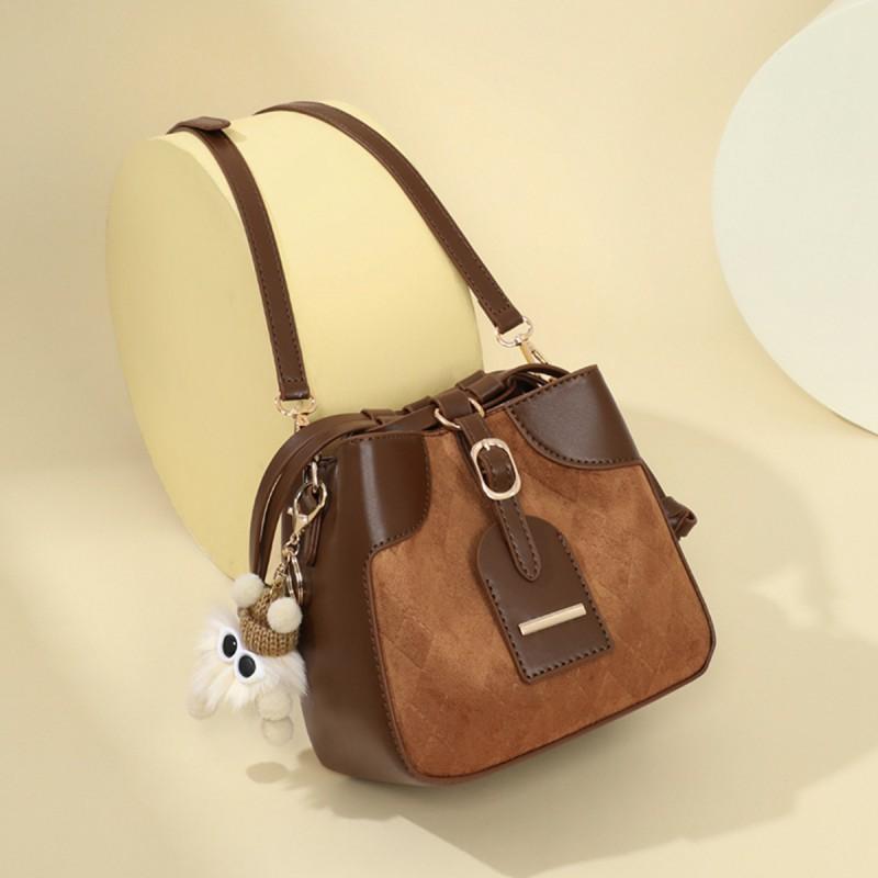 Womens Large Capacity Crossbody Bag Urban Chic Shoulder With Zippered Pockets Synthetic Leather Bucket Style