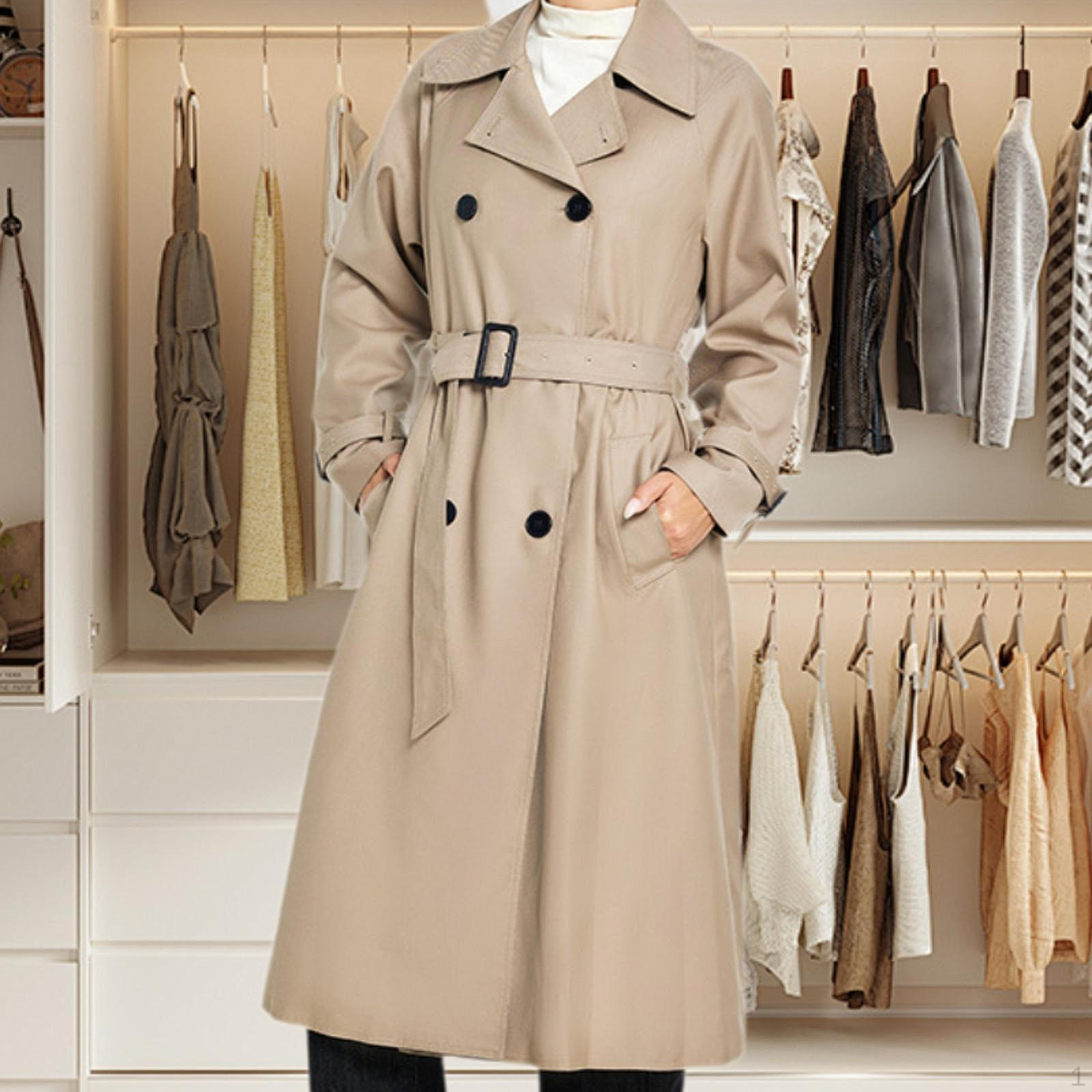 

Пальто-тренч для женщин с поясом длиной 3/4, классическое легкое ветрозащитное пальто S