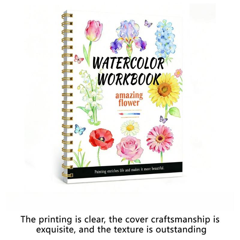 1BOOK explosive watercolor workbook beginner watercolor painting coloring book exquisite flower cotton coloring book