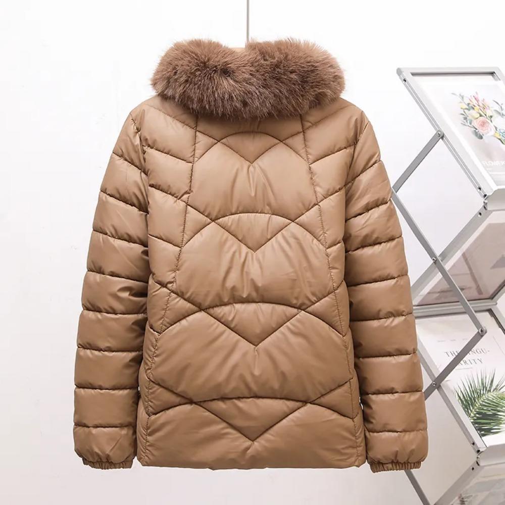 Baumwollgepolsterte Jacke Damen Winter Daunengepolsterte Jacke Verdickter Pelzkragen Kurz Warm Gepolsterte Jacke Jacke