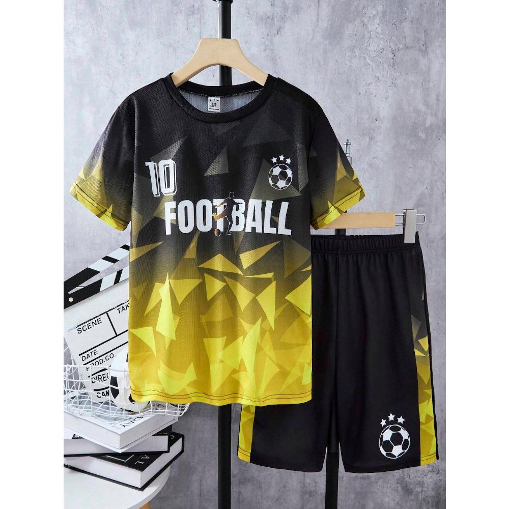 Sets for Children Boys' 3D Letter Graffiti Printed Short-Sleeved Shorts Two-Piece Suit Casual Sports Style Sets Girl Clothing
