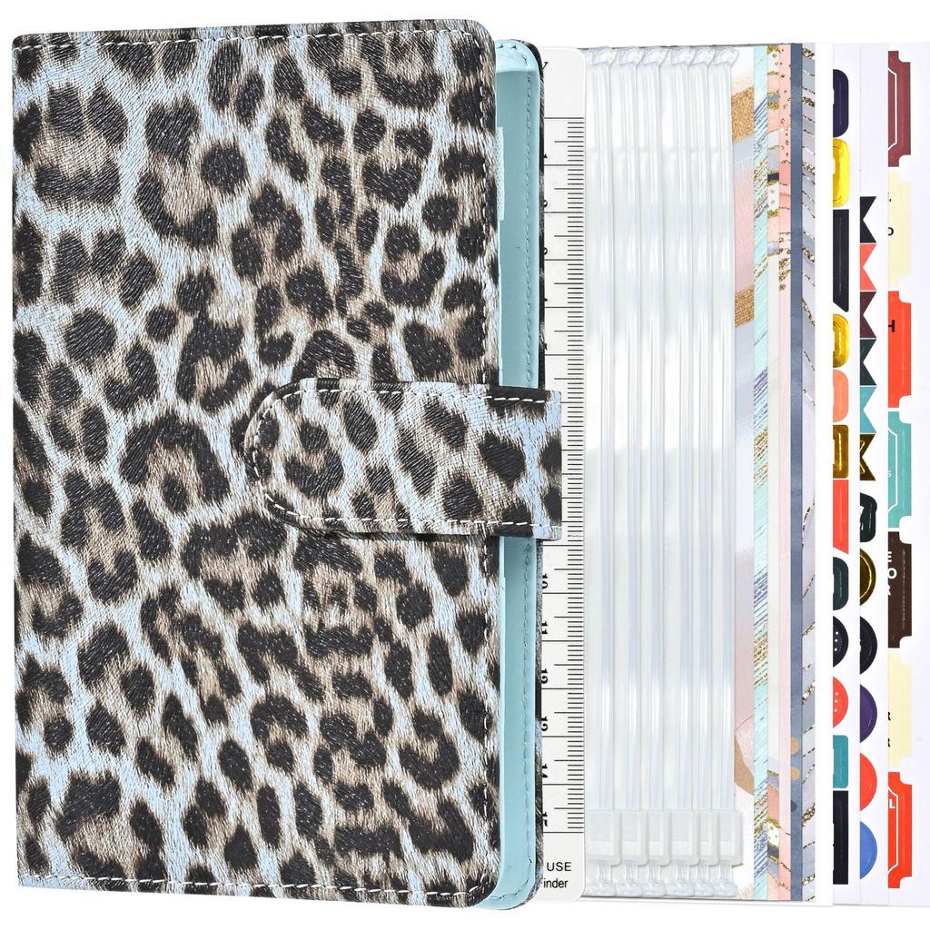 Creative Leopard Print Hand Ledger A6 Plan Book Binder 6 Holes Cash Budget Binder Notebook Office Stationery Premium