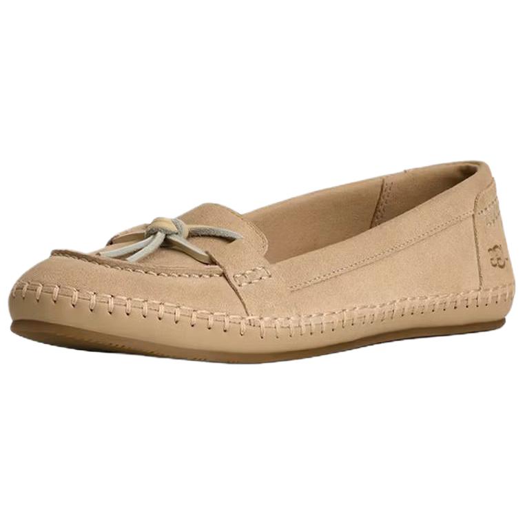 UGG Fashion Cow Split Leather Versatile Slip-On Casual Shoes Women shoes Mustard 1178870-MDSD