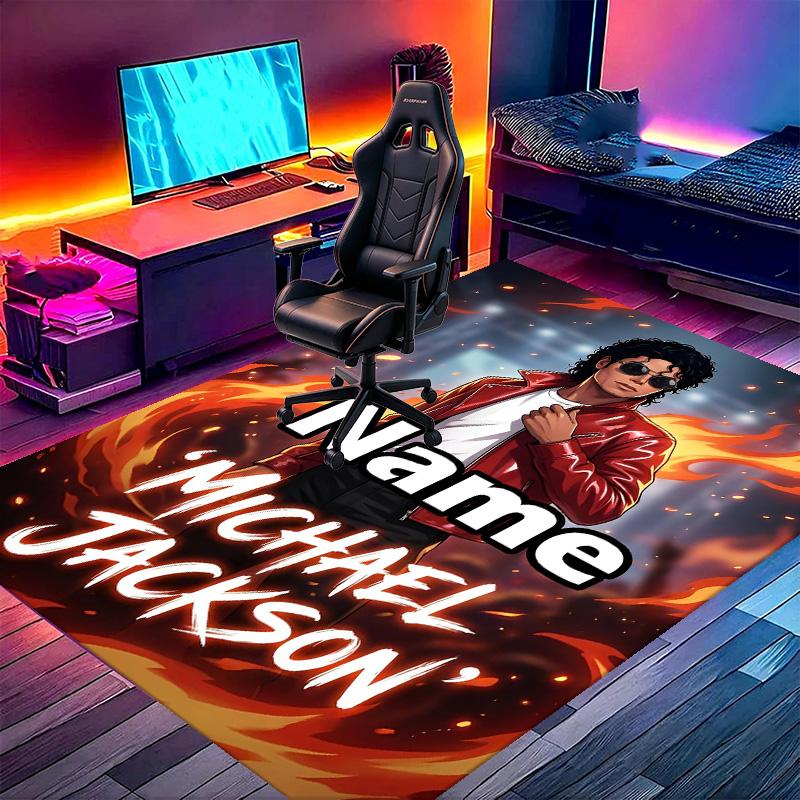 Custom Name Personalized Michael Jackson Print Carpet, Versatile Home Decor Rug, for Playroom, Apartment, Balcony, Entryway, Hallway Gift
