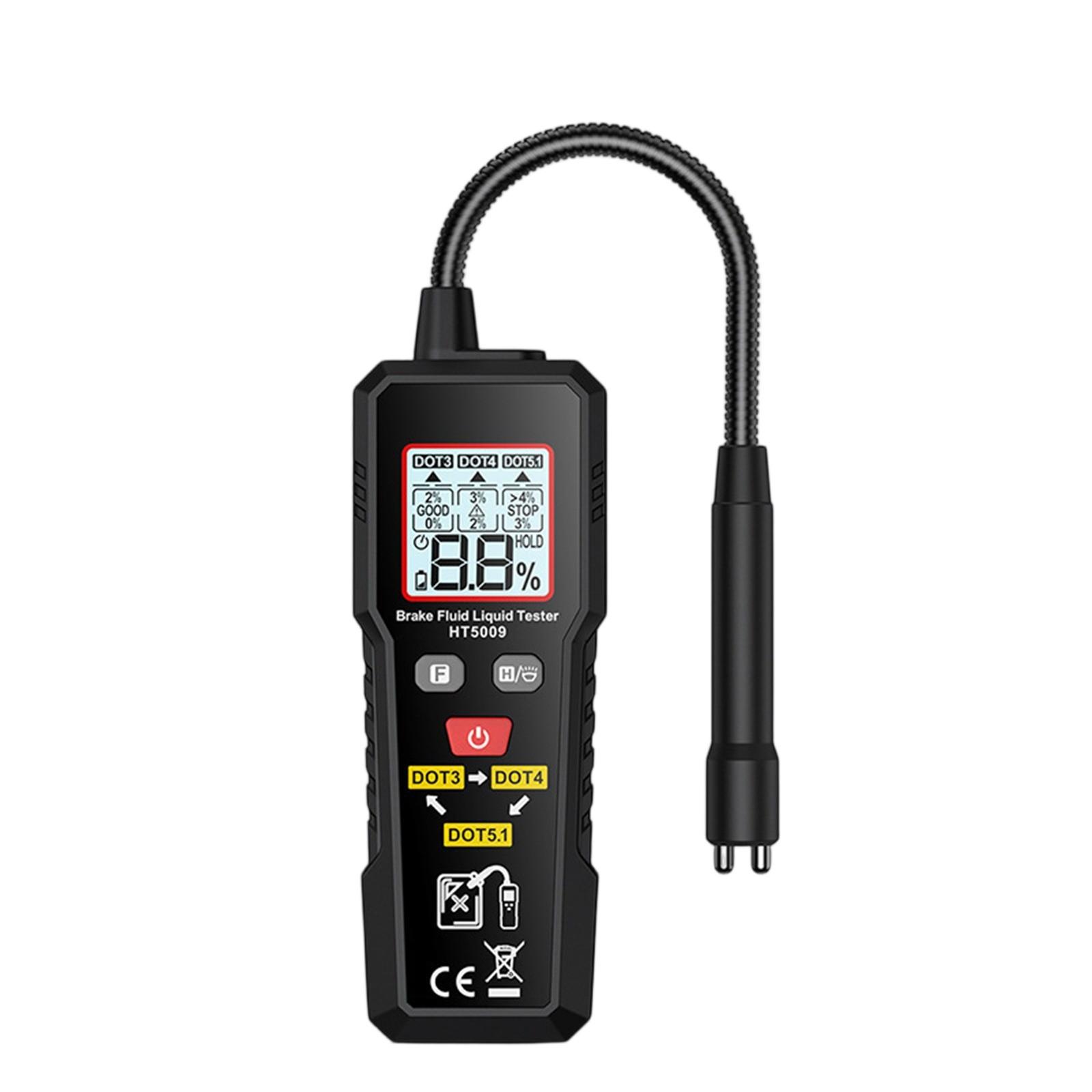 

Тестер тормозной жидкости с 5,2-дюймовым гибким зондом, ручка-тестер тормозной жидкости со светом, удержание данных, подсветка, сигнализация для ухода за автомобилем One Size чёрный