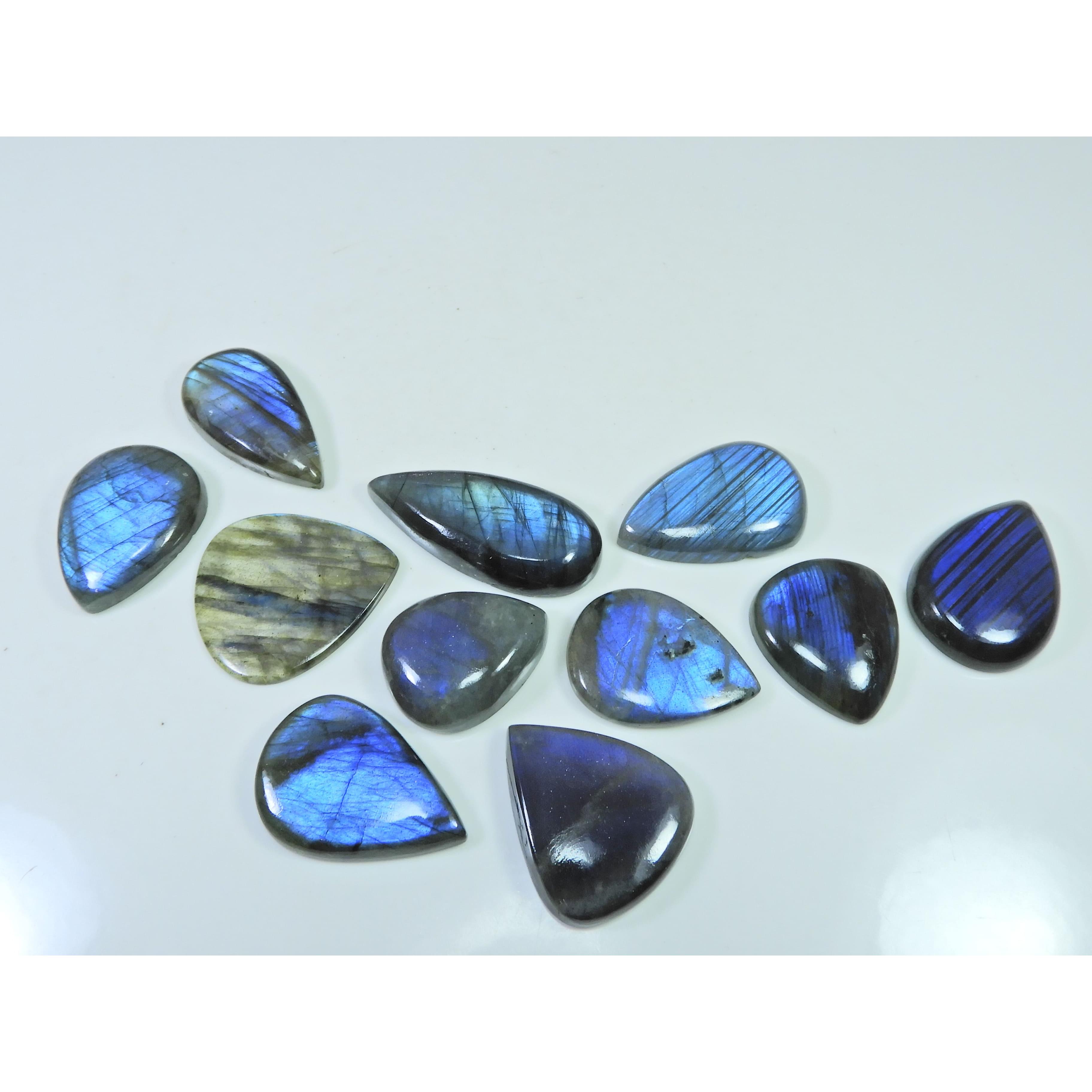 290Cts.Natural Labradorite Blue Flash Pear Cabochon Loose Gemstone 11Pcs Lot LL-1062