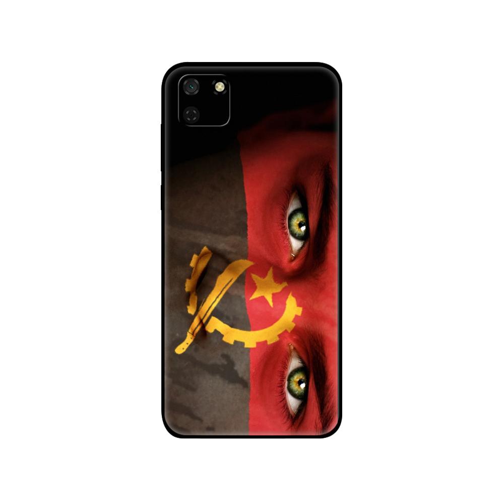 Black Tpu Case For Huawei Y9S Y6S Y8S Y5P Y7P Y8P Case For Huawei Y5 Lite Prime 2018 Y6 2019 Cover Angola Flag