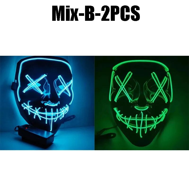 Halloween Glowing Party Mask Black Words Halloween Led Masks PVC Plastic LED Lights Horror Face Mask Luminescent Props