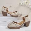 Fashion Ankle Strap High Heels Sandals for Women 2025 Summer Hollow Out Breathable Pumps Woman Comfortable Chunky Heeled Mary Jane Shoes