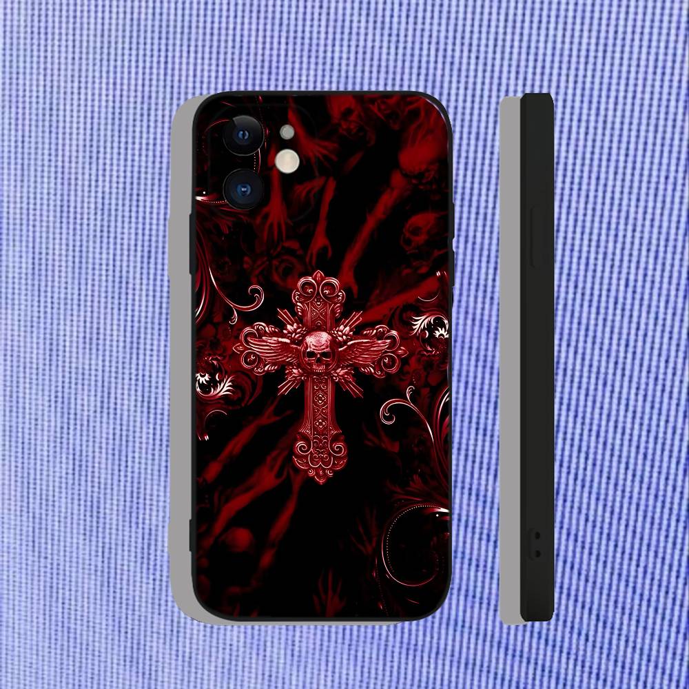 

Ins Retro Red Cross Art For iPhone 17,16,15,14,13,12,11,Air,X,XR,Pro,Max,Plus TPU Soft Skin-friendly Cover iPhone16e