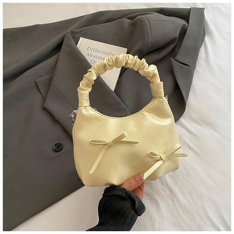 Летняя сумка-багет с бантом, женская повседневная сумка для поездок на работу, нишевая плиссированная сумка-облако, сумка-пельмень