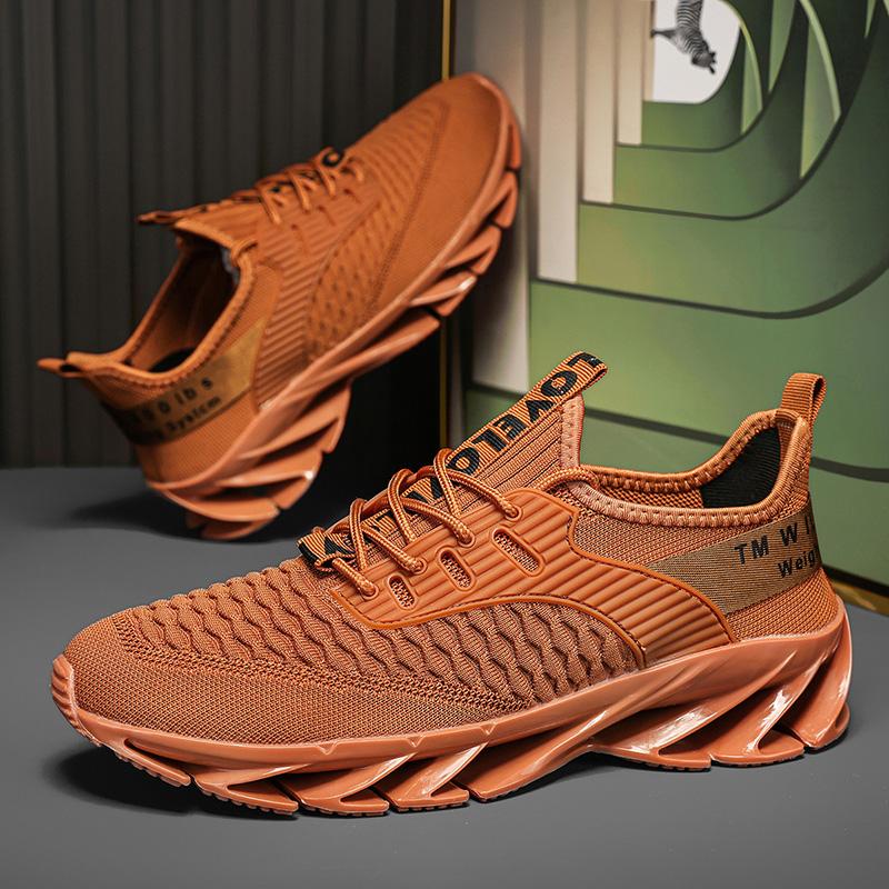 Men's Anti Slip Wear-resistant Running Shoes Mesh Breathable Sports Shoes Outdoor Red Walking Shoes Fashionable 2025 New Style
