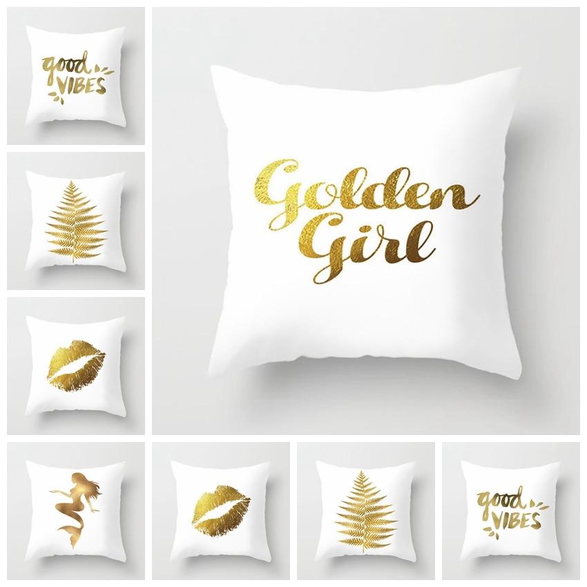 Fuwatacchi Mermaid Big Lips Decorative Pillowcases Golden Gill Words Printed Cushion Cover For Home Sofa Car White Pillow At Affordable S Free Real Reviews With Photos Joom Golden Gill Words Printed Cushion Cover, Big Sofa Pillow Covers