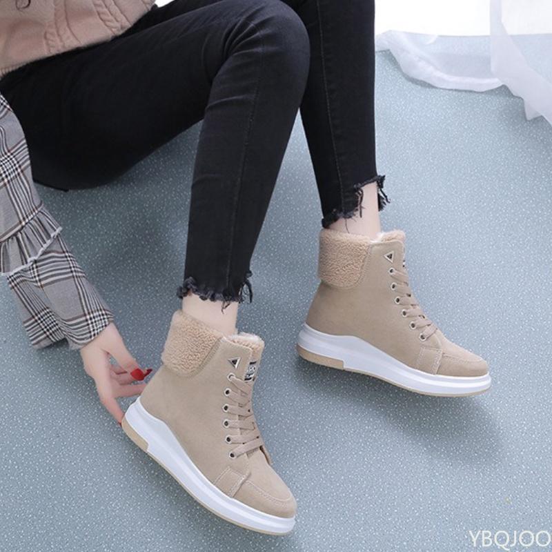 Winter Fashion New Style with Plush Thickened and Warm Women's Snow Boots Thick Sole Height Increasing High Top Cotton Shoes