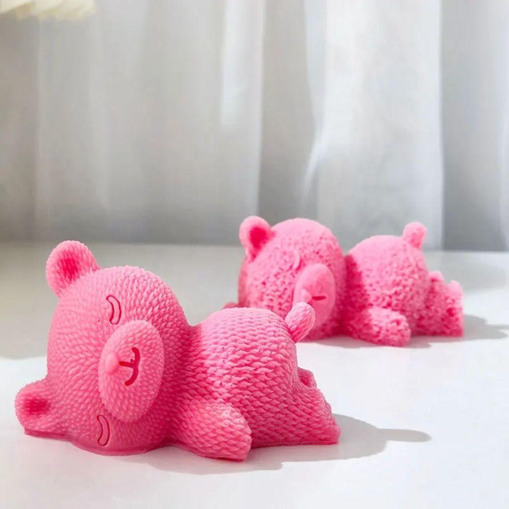 Dessert Tool Cake Mold Sleeping Bear Mold Food Grade Mousse Pudding Mold Baking Tool Silicone Candle Mould DIY