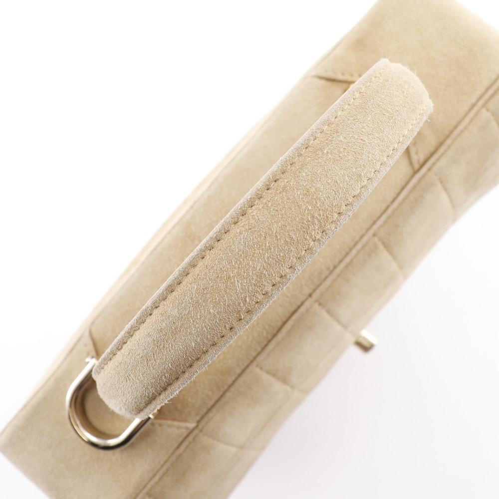 Chanel Chocolate Bar Handbag One Handle Brown/yellow Suede Women Used