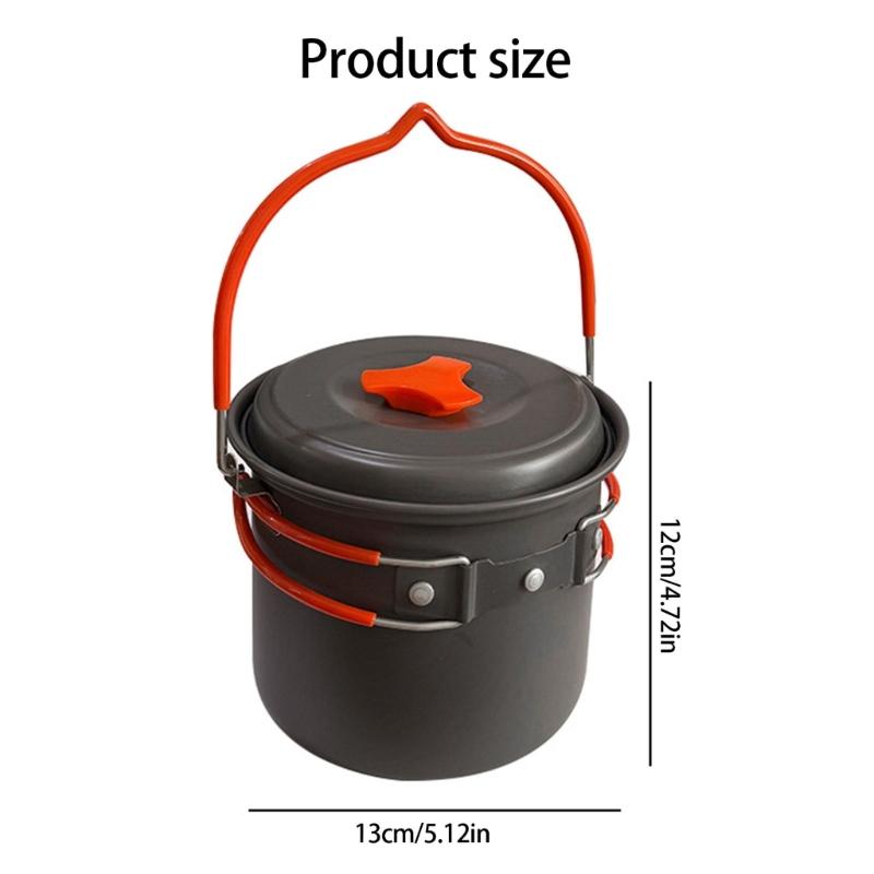 1.4L Aluminum Alloy Camping Pot with Heat Resistant Handle Cooking Pot Suitable for Outdoor Cooking Activity Use
