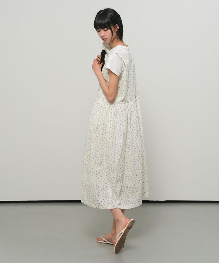 General Idea Loose Fit Sleeveless Floral Dress [Cream] / Gf2Lop517