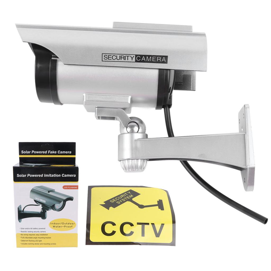 Fake Surveillance Camera Solar Powered Simulation Monitor with LED Flashing Light for Home Business Office