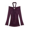 Pure Desire Sexy One-word Shoulder Neck Long-sleeved Dress Women's Autumn New Slim and Thin Pleated Hip-wrapped Short Skirt