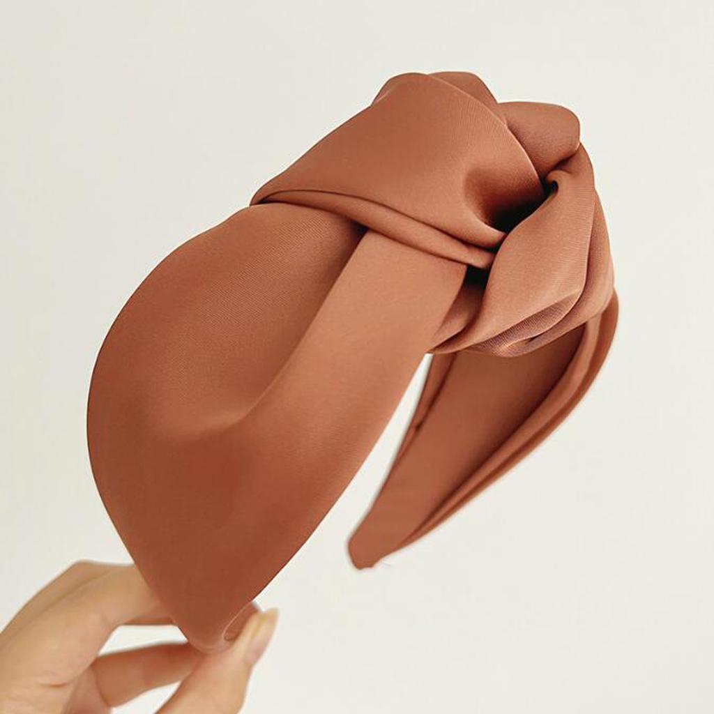 PROLY Neue Mode Damen Haaraccessoires Einfarbige Breite Seiten-Haarband Mittlerer Knoten Turban Stirnband für Erwachsene
