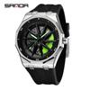 Sanda Brand Men's 360° Rotating Wheel Hubcap Design Quartz Watch Fashion Sports Silicone Waterproof For Daily Wear Hollow Watch