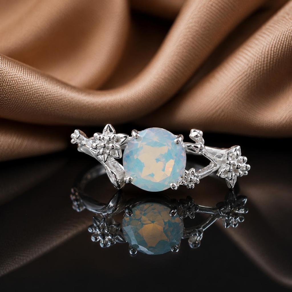 Milky Opal Gemstone Silver Customized Ring 925 Sterling Silver White Stone Ring, Opal Gemstone Jewelry CZR-14-20