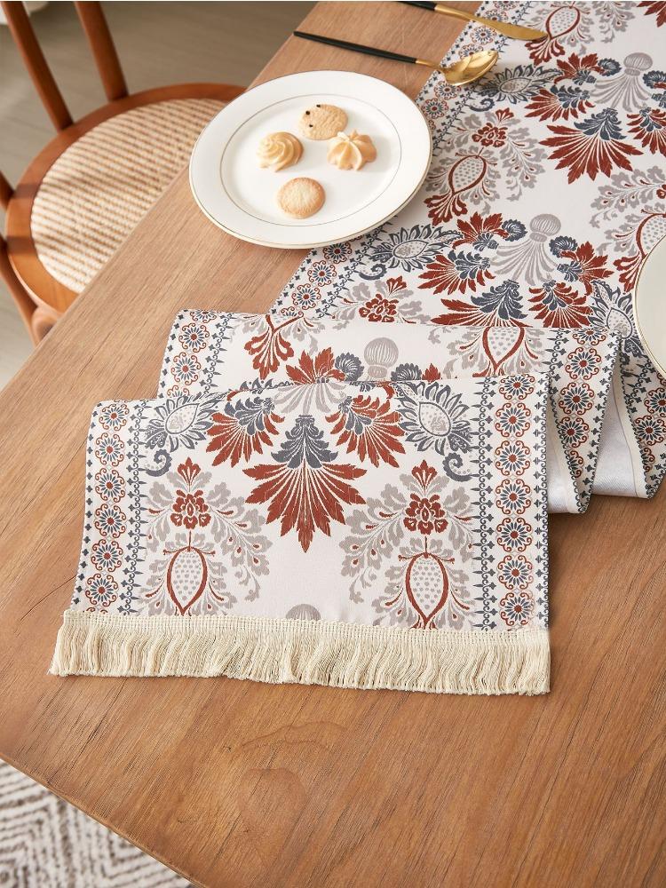 New Chinese Classical Printing Table Flag Decoration Classical Painting Table Flag Color Table Towel Household Dining Table Tea Party