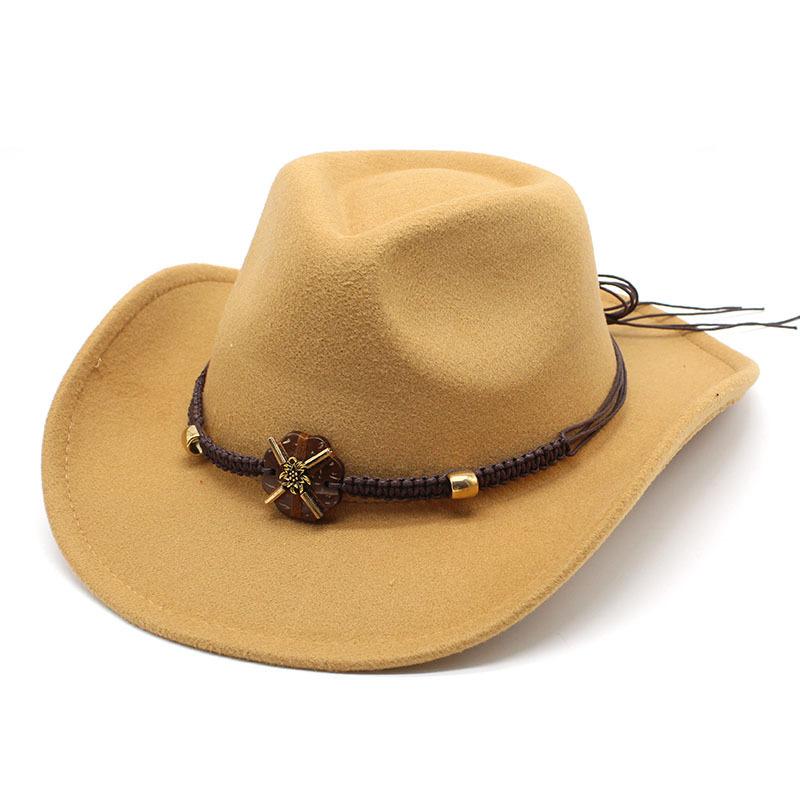 Western Cowboy Hat Woolen Jazz Top Hat Men And Women'S Ethnic Style Felt Hat Big Eaves Hat