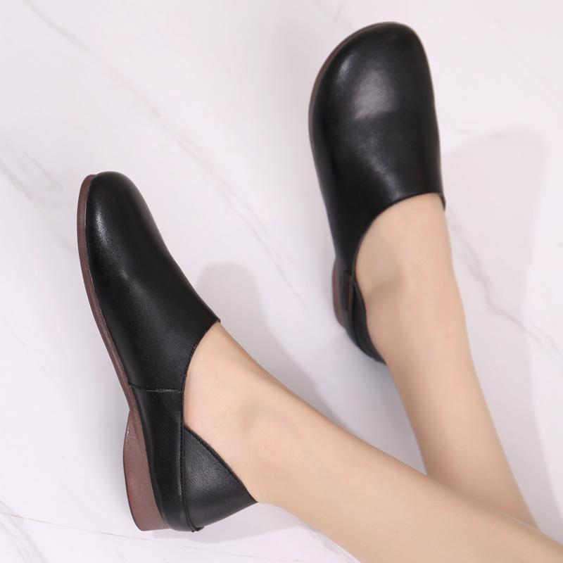 Fashion GKTINOO Plus Size Genuine Leather Flat Shoes Woman Handmade Loafers Flexible Spring Casual Shoes Woman Flats Zapatos Mujer