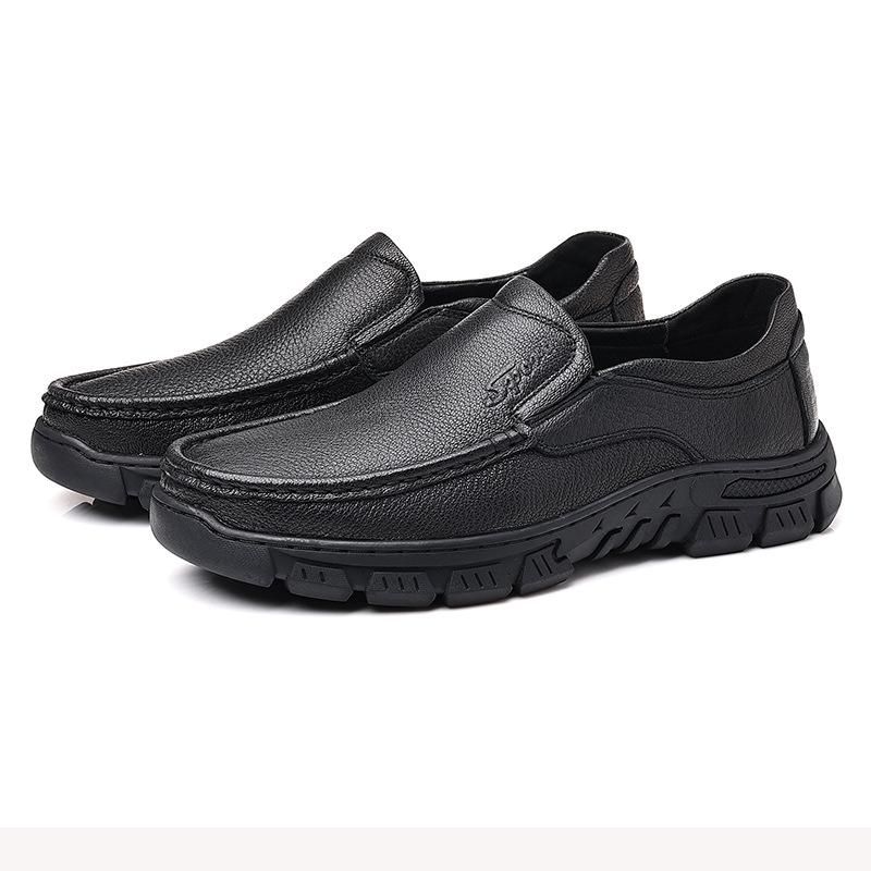 Men's Leather Shoes Men's Casual Sheepskin Soft-soled Genuine Leather Dad Shoes Middle-aged and Elderly New Shoes