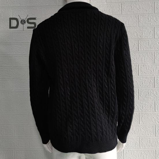 Осінь-зима Чоловічий светр Двобортний ґудзики з лацканами з довгими рукавами Крученої текстури Однотонне товсте еластичне в’язане пальто