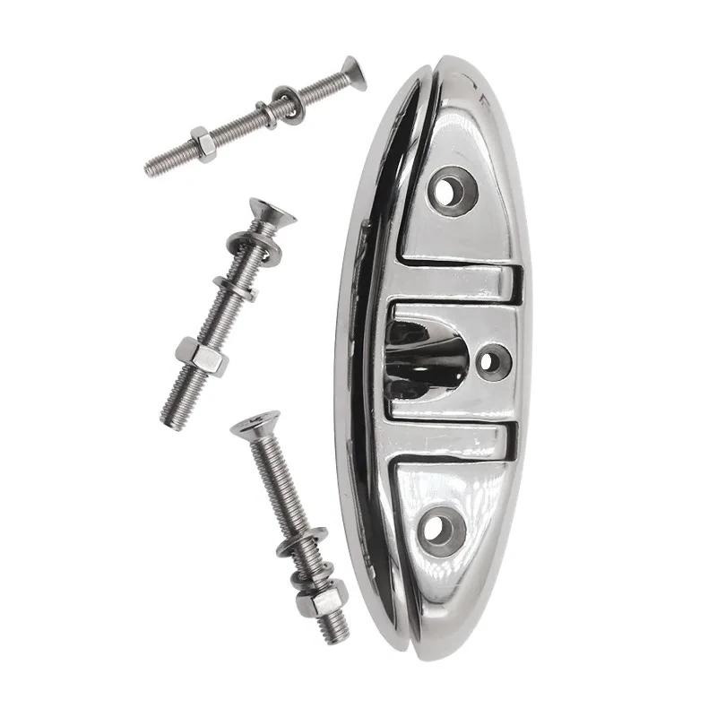 5inch 6inch  Marine Mooring Folding Cleat 316 Stainless Steel High Mirror Polished Glossy Boat Deck Folding Cleats Parts