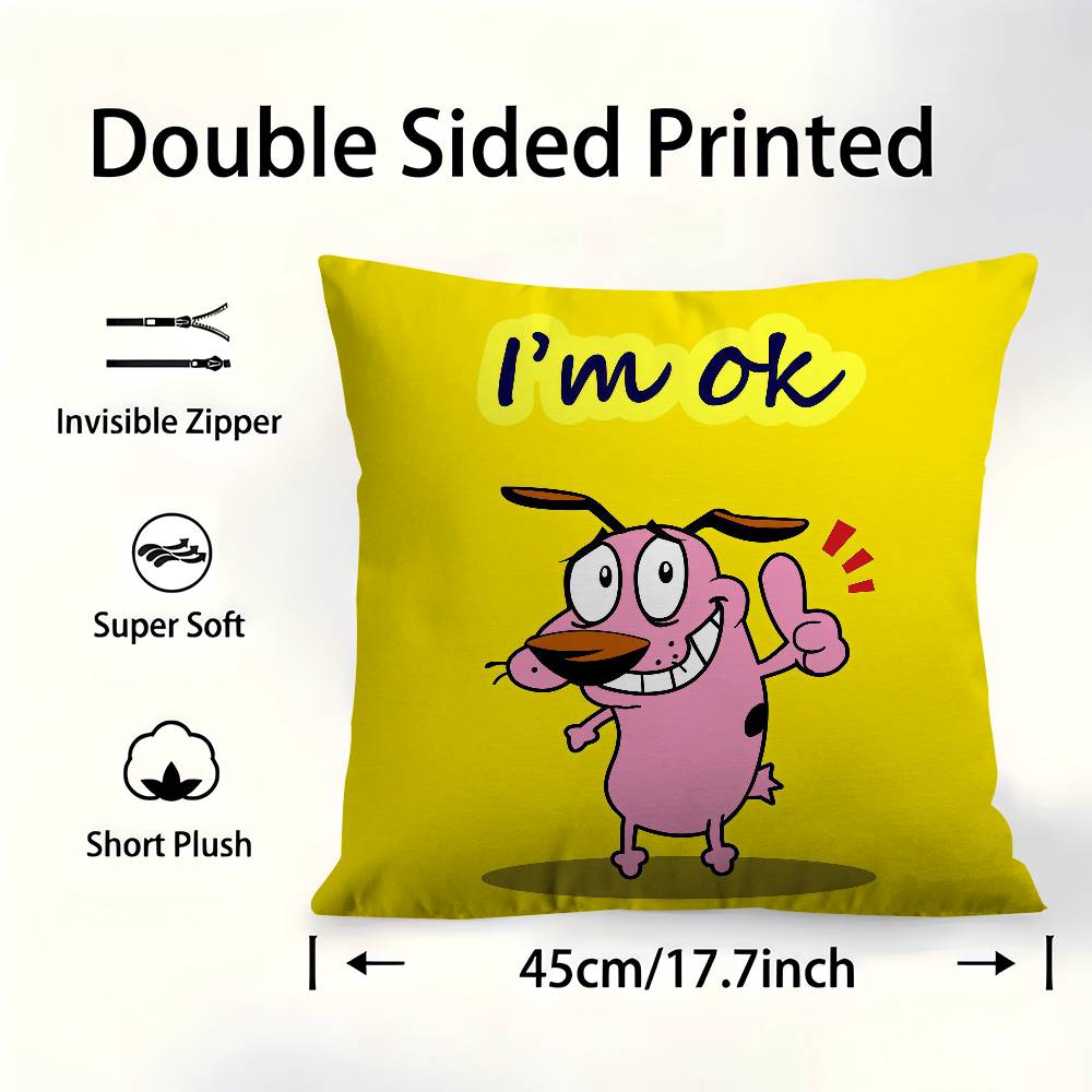 Courage The Cowardly Dog Pillow Cover For Bedroom Room And Living Room Sofa Decorative Cushion Cover
