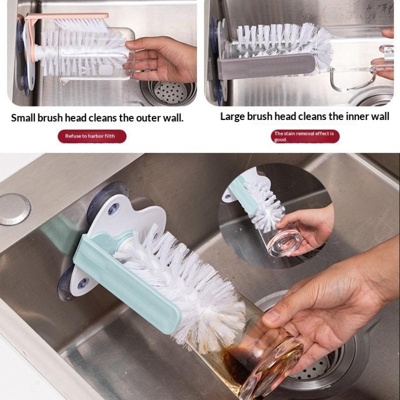 Kitchen Glass Scrubber Multi-use Non-slip Handle Cup Bottle Cleaner Brush for Sink Dish Wine Glass Baby Feeding Bottle Washing