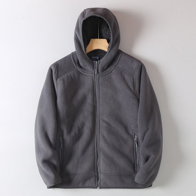 Export High Cost Performance Japanese Style Double-Sided Polar Fleece Thermal Fall and Winter Outdoor Thick Casual Hooded Jacket Outwear Men