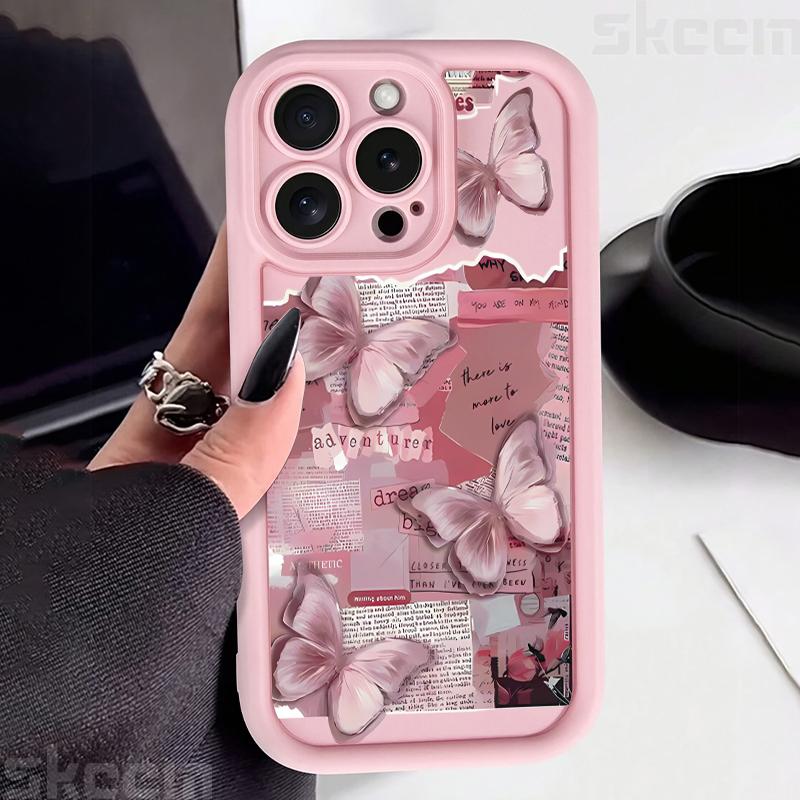 Vintage Süßer Schmetterling Silikon Weiche Handyhülle Für iPhone 16 17 15 14 13 12 11 Pro Max XS XR X 7 8 Plus Stoßfeste Candy Hülle