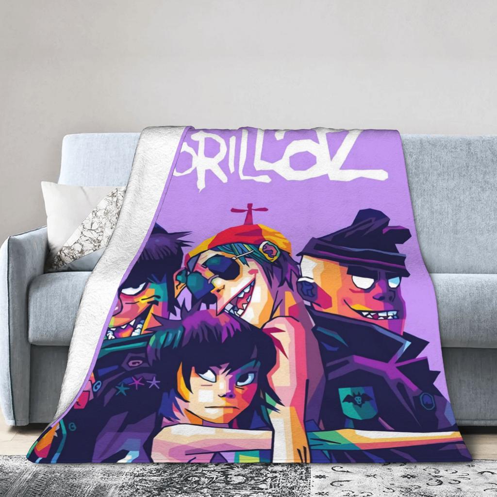 G-Gorillaz Music Band Blankets  Super Warm Fluffy Plush Bedding Throws For Kids Adult Couch Chair Sofa Bed Bedspread Bed Cover