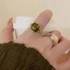 Autumn and winter retro Maillard cat eye open ring high-end niche design index finger ring Internet celebrity personality ring
