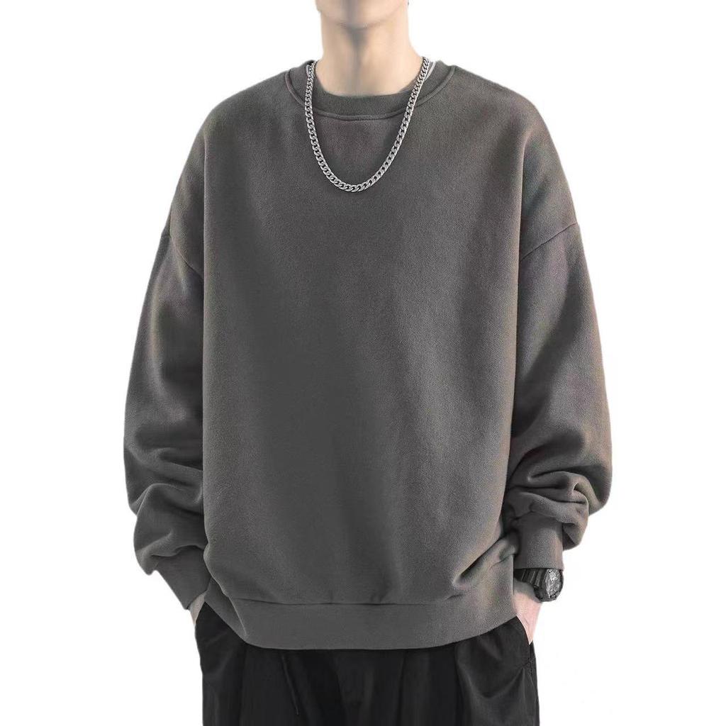Men's Autumn Sports Loose Fit Solid Color Pullover Hoodie with Long Sleeves